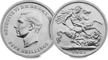 UK 1951 St George and Dragon Crown Obverse and Reverse