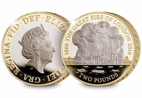 Struck by The Royal Mint to mark the 350th Anniversary of the Great Fire of London. Your coin has been struck in a stunning proof finish and is the only official UK coin to mark the anniversary.
