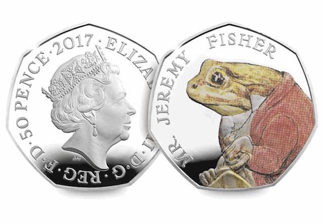 Beatrix Potter 2017 50p Silver Proof Coins Jeremy Fisher Obverse Reverse