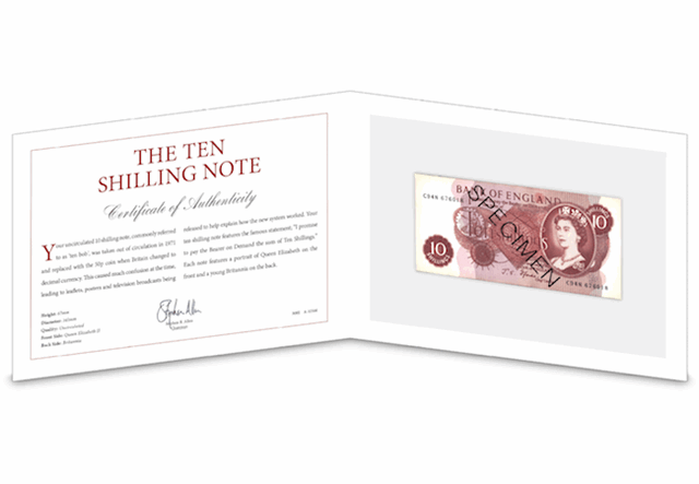 Ten Shilling Note in Folder