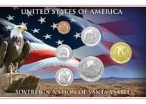 This 2012 Santa Ysabel Native American Set contains the $1, 50c, 25c, 10c, 5c and 1c, all struck from cupro-nickel. Comes in presentation pack to house the coins.