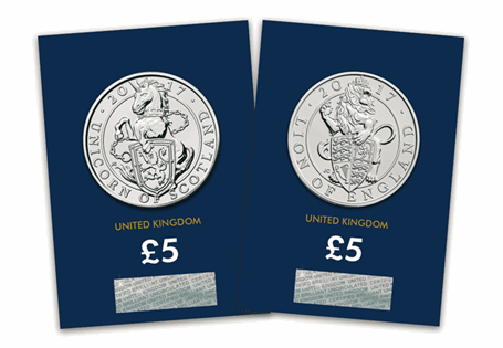 The Queen's beasts £5 coins are inspired by the ancestral beasts of heraldry, myth and legend that have watched over Her Majesty The Queen throughout her unprecedented reign.