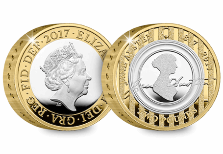 This Silver Piedfort £2 has been issued by the Royal Mint as part of their 'An Endurance Romance with Jane Austen 2017' range celebrateing the work of this British writer 200 years after her death.