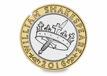 This £2 was released into circulation in 2016 and pays tribute to the work of William Shakespeare. This coin features the design by John Bergdahl representing Shakespeare's histories.