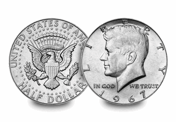 JFK 1967 Half Dollar Reverse and Obverse