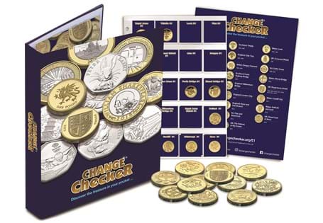 This pack includes all you need to collect the round pound coins. Id cards for each of the 24 round pound coins are included with two wallet pages and the Change Checker folder. 