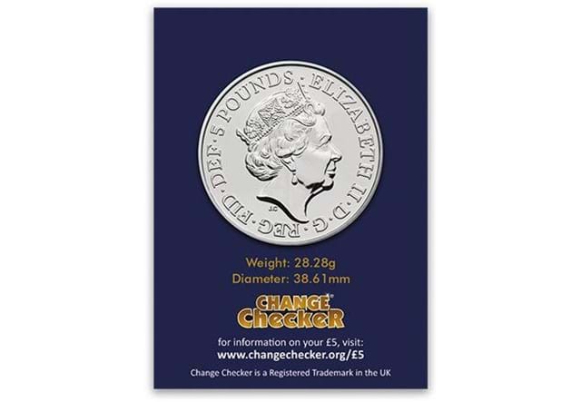 Change-Checker-UK-2018-Queens-Beasts-Dragon-of-Wales-BU-Five-Pound-Coin-Obverse-in-Pack