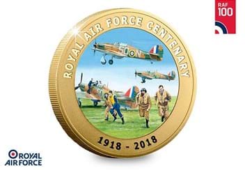 RAF Centenary History of The RAF Gold-Plated Coin Reverse