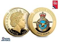 To celebrate the centenary of the formation of the British RAF in 1918, Guernsey have issued this gold-plated proof coin featuring the RAF squadron badge printed in full colour on the reverse.