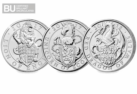 The Queen's beasts £5 coins are inspired by the ancestral beasts of heraldry, myth and legend that have watched over Her Majesty The Queen throughout her unprecedented reign.
