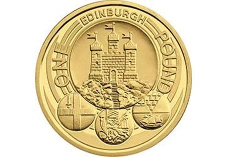 It was issued in 2011 as part of the Cities £1 series. Reverse design features the Coat of Arms of Edinburgh. Circulation quality.