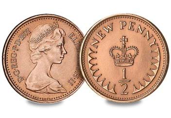 UK 1971 Half Penny Coin Wrap Obverse Reverse