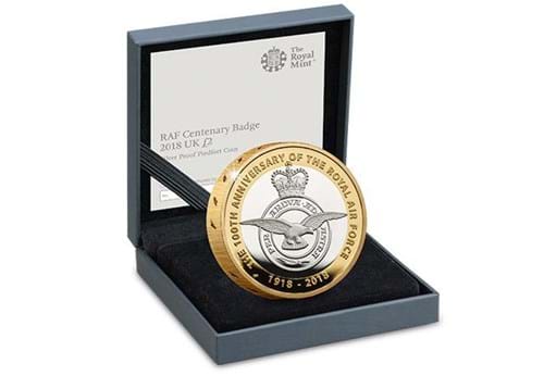 UK 2018 RAF 100Th Badge Silver Proof Piedfort Two Pound Coin In Display Case