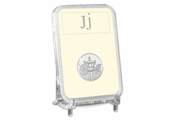 UK 'J' Uncirculated 10p in Encapsulated Slab on Stand