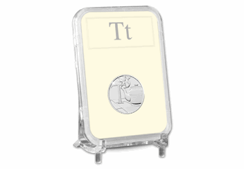 UK 'T' Uncirculated 10p in Encapsulated Slab on Stand