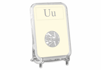 UK 'U' Uncirculated 10p in Encapsulated Slab on Stand