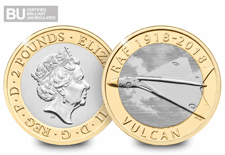 This £2 was issued by The Royal Mint in 2018 to commemorate the 100th Anniversary of the RAF Vulcan. This £2 has been protectively encapsulated and certified as Brilliant Uncirculated quality.