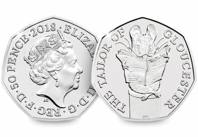 Tailor of Gloucester 50p Obverse and Reverse