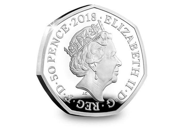 Uk 2018 Paddington Bear Station Silver Proof 50P Coin Obverse
