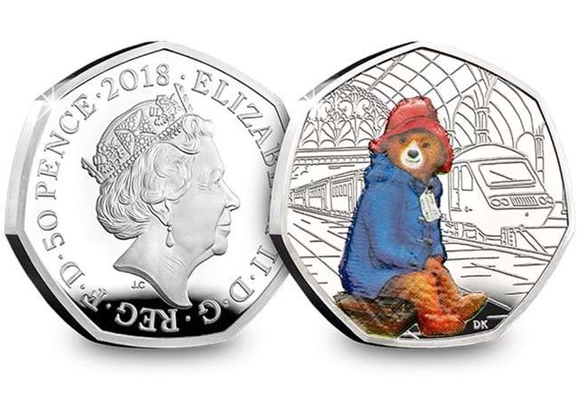 Uk 2018 Paddington Bear Station Silver Proof 50P Coin Obverse Reverse