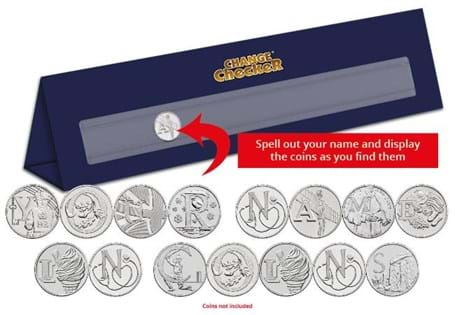 A specially designed Change Checker 10p Display Stand to hold up to 10 A-Z 10p coins to spell out a personal message or name. This is an ideal gift or to celebrate a special occasion.