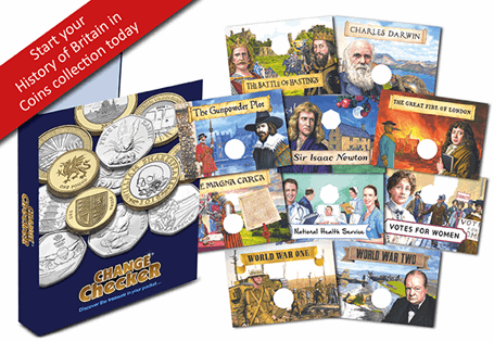 The 'History of Britain in Coins' Collecting Album is an exciting way to collect some of the most historically significant and interesting UK 50p and £2 coins in circulation during the decimal era.