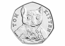 This 50p was issued by The Royal Mint as part of the second series of 50p coins to celebrate the life work of Beatrix Potter. This coin features the design by Emma Noble of Tom Kitten.