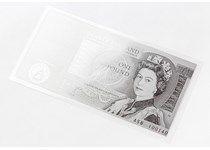 A fine silver reproduction of Britain's last £1 banknote Containing 5g of silver and measuring 103mm x 58mm this note has been laminated to protect against its delicate nature and allow handling.