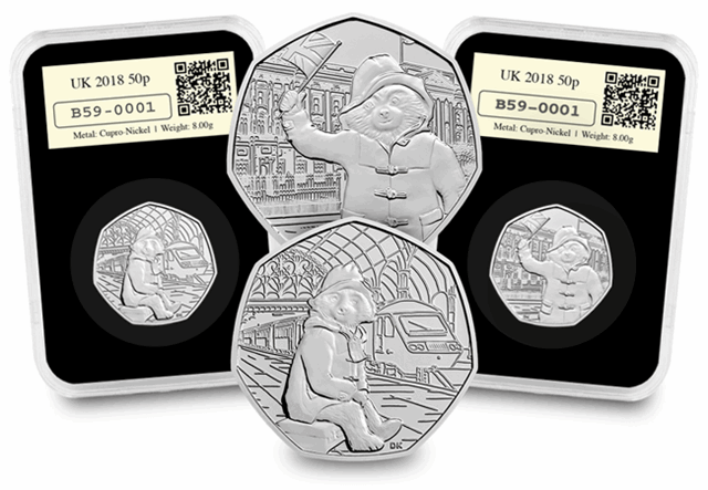 Datestamp 2018 Paddington Bu 50P At The Palace At The Station Two Coin Set with white background