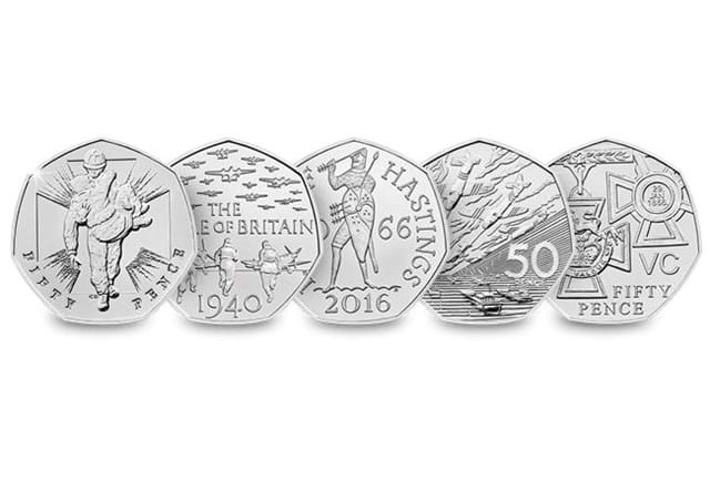 50th Anniversary of the 50p Military Set all five coins Reverse