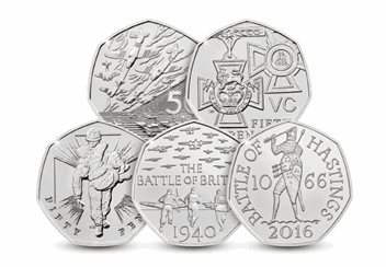 50 Years of the 50p Military BU Pack All 5 Coins Reverse