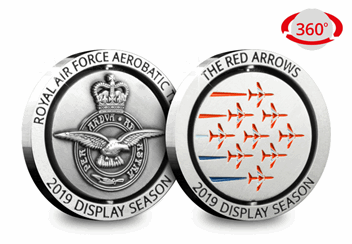 Red Arrows spinning medal both sides