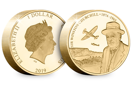 The Winston Churchill Gold-Plated Piedfort coin.