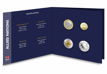 2019 D-Day Allied Nations Coin Pack Open Reverse of Coins