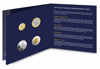 2019 D-Day Allied Nations Coin Pack Open Obverse of Coins