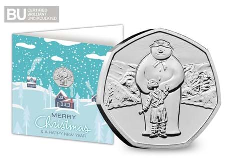 Own the brand new 2019 UK Snowman 50p in a bespoke Christmas card. The new 50p has been issued by the Royal Mint and is available in superior collector quality. This is a must-have for Christmas. 