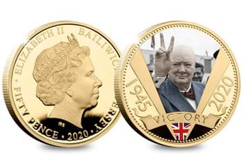 The VE Day 75th Anniversary Gold-Plated Coin both sides