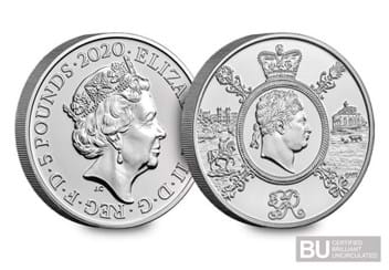 2020 George III £5 Certified BU Coin Obverse and Reverse with BU logo