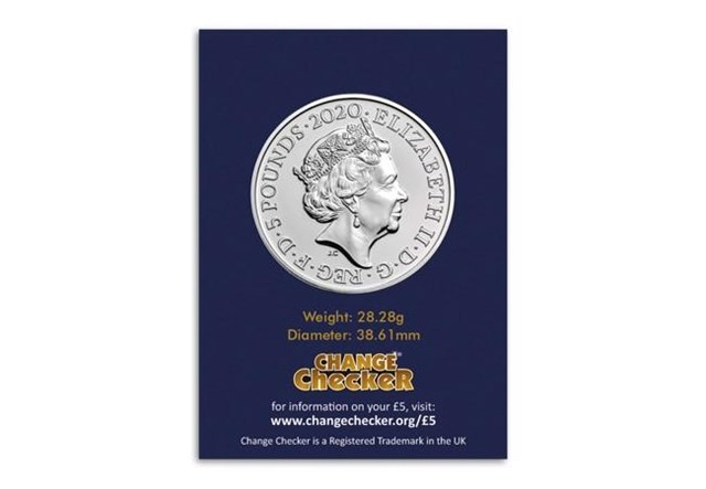 2020 George III £5 Certified BU Coin in Change Checker Packaging Obverse