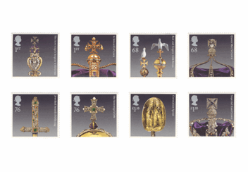 George III £5 Commemorative Royal Mail Crown Jewels Stamp Set All Stamps