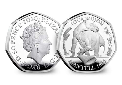 Iguanodon Silver Proof 50p Obverse and Reverse