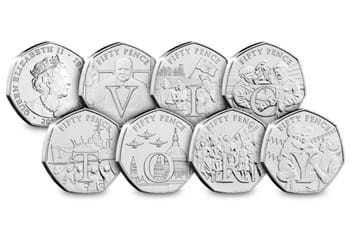 The Complete Victory BU 50p Collection reverses and obverse