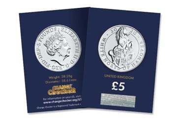 Queen's Beasts White Horse of Hanover BU 5 pound  both sides in Change Checker packaging