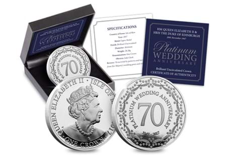 Own The Queen Elizabeth II and Prince Philip Crown Coin, issued in 2017 to mark their incredible Platinum Wedding Anniversary. Featuring a design that takes inspiration from Her Late Majesty's dress.