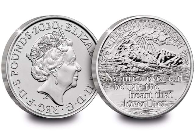 Obverse/reverse of Wordsworth £5 BU coin