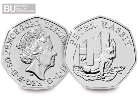 This Peter Rabbit 50p was issued by The Royal Mint in 2020 and is the final Peter Rabbit coin to be issued in a series of coins celebrating Beatrix Potter. 