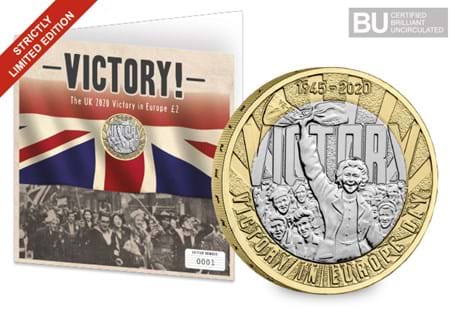 This exclusive Change Checker Display Card features VE Day themed artwork and the UK 2020 VE Day £2 which has been protectively encapsulated in Change Checker CERTIFIED BU Packaging, EL: 4,995.