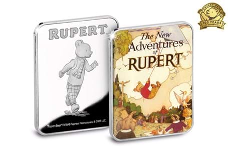 The Official Rupert Bear Ingot features a full colour image of the 1936 Rupert Annual cover. The obverse features the Rupert Bear logo. This ingot has been silver-plated.