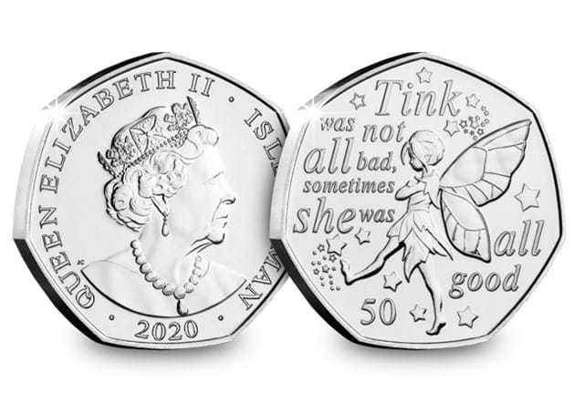 The 2020 Official Peter Pan 50p Coin Set Tinker Bell Obverse and Reverse