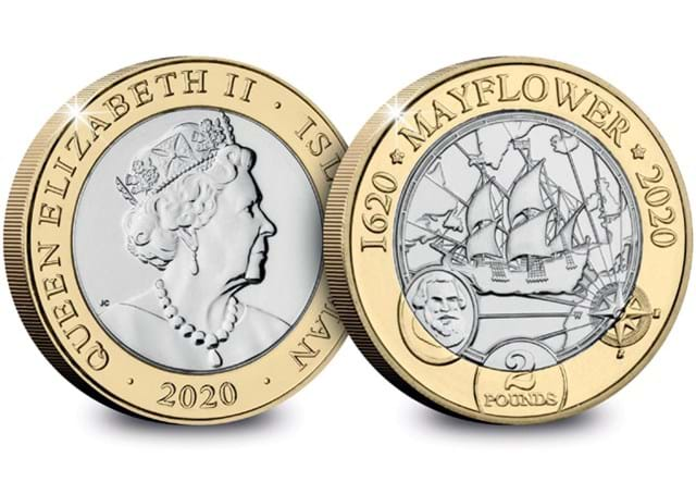 Change Checker Mayflower 2 Pound Coin BU both sides